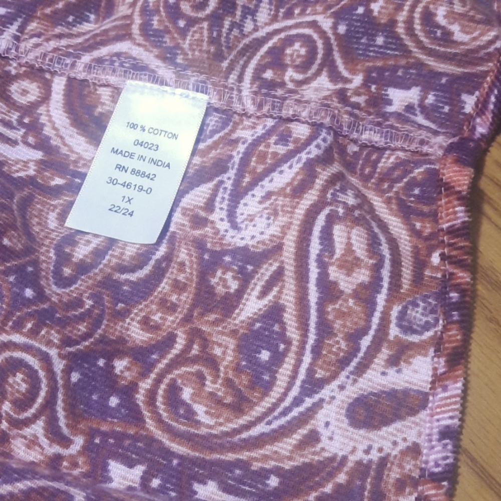 Woman Within courdroy paisley design long sleeve button-down shirt size 1X 22/24 - Picture 8 of 12